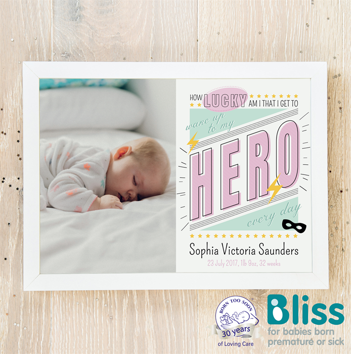 Picture of Hero baby pink personalised poster