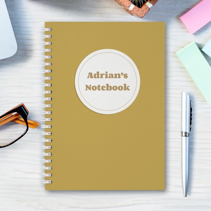 Picture of A5 mustard spiral personalised notebook