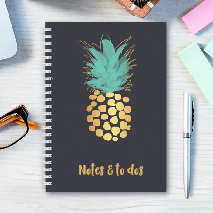 Picture of Pre-made A5 pineapple stripe hardcover spiral notebook