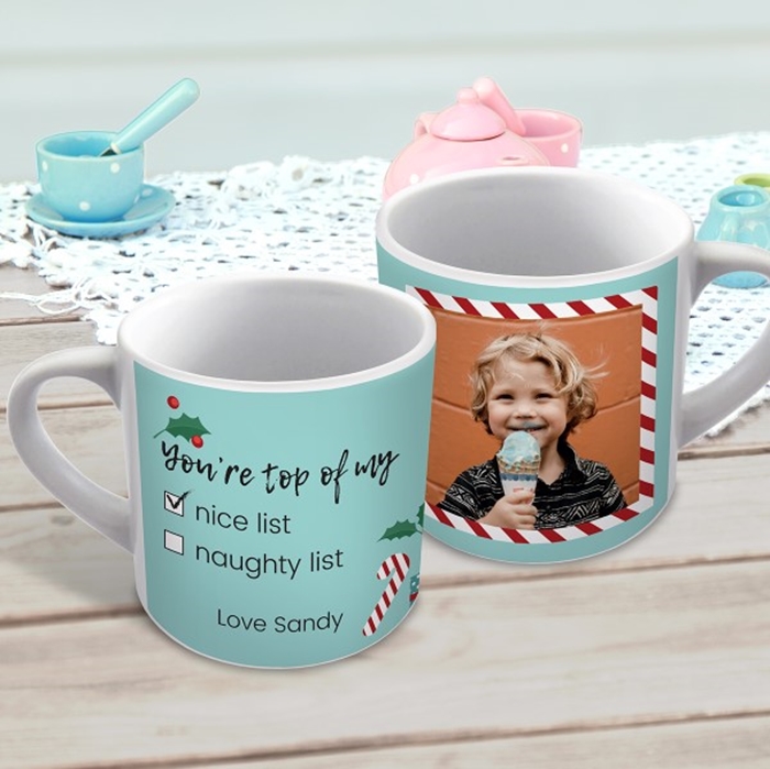 Picture of Nice list Photo Christmas child's personalised mug