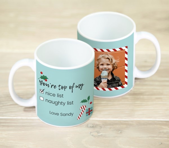 Picture of Christmas nice list personalised mug